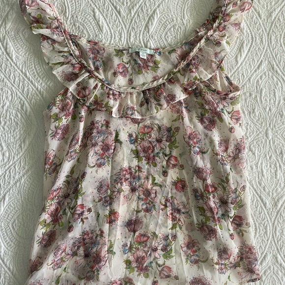 Soprano Tops - Soprano Ruffled Cropped Floral Blouse